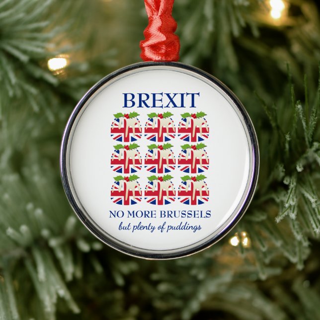 BREXIT | Christmas Pudding | Union Jack Metal Ornament (Tree)