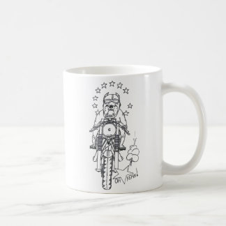 Brexit Dog Leaving Europe on Motorcycle both sides Coffee Mug