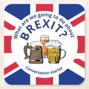 BREXIT Union Jack Conversation Starter Square Paper Coaster