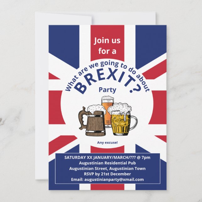BREXIT Union Jack Great Britain Fun Party Invitation (Front)