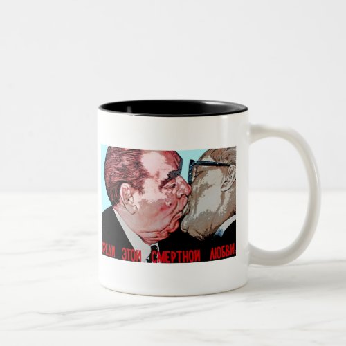 Brezhnev  Honecker KissEast Side Gallery Berlin Two_Tone Coffee Mug