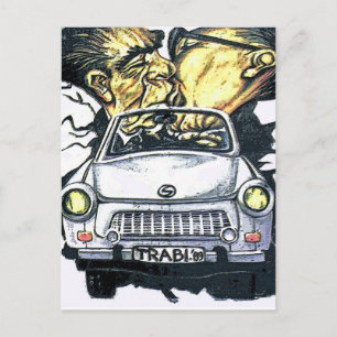 Brezhnev & Honecker, Trabant Car , Berlin (pst) Postcard
