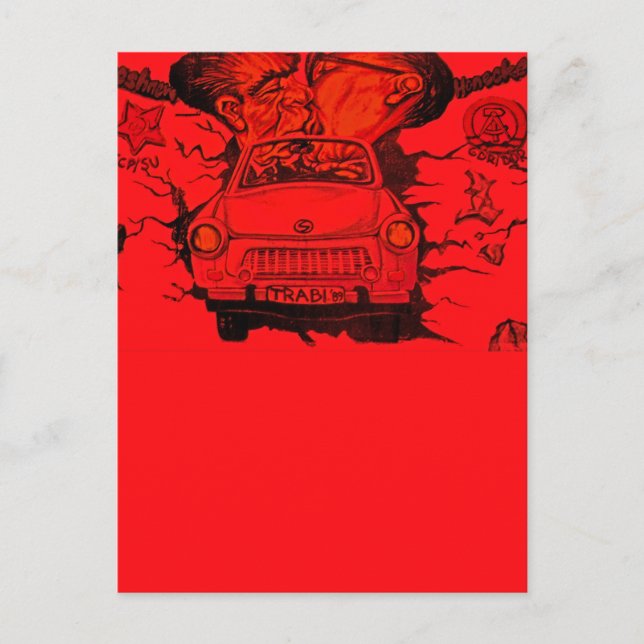 Brezhnev & Honecker,Trabant Car,Berlin - Red Postcard (Front)