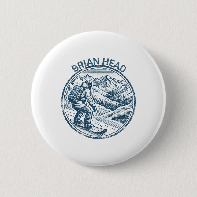 Brian Head Utah Snowboarding Snowboarder  Button (Front)