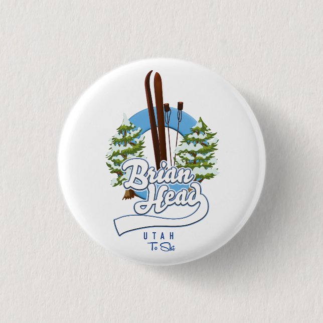 Brian Head Utah to ski logo Button (Front)