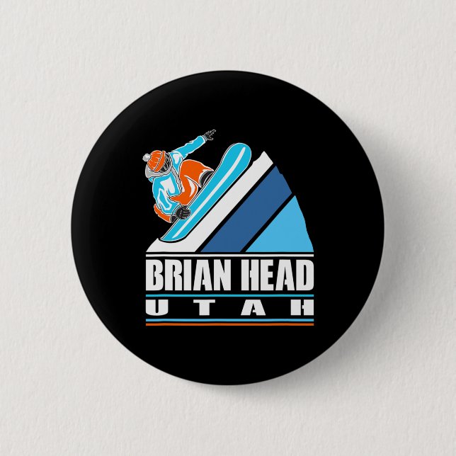 Brian Head Utah - Vintage Snowboarder  Button (Front)