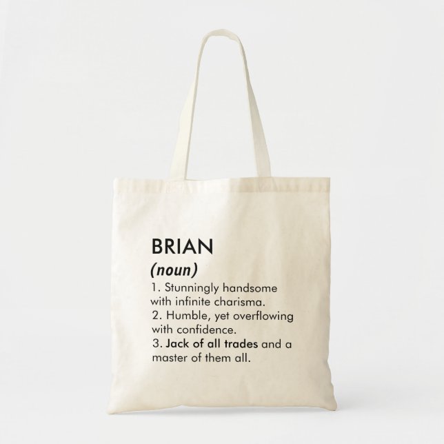 Brian name, Editable name, Custom name Tote Bag (Front)