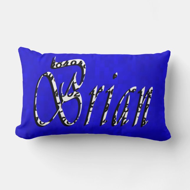 Brian, Name, Logo, On Blue Mosaic Lumbar Pillow (Front)