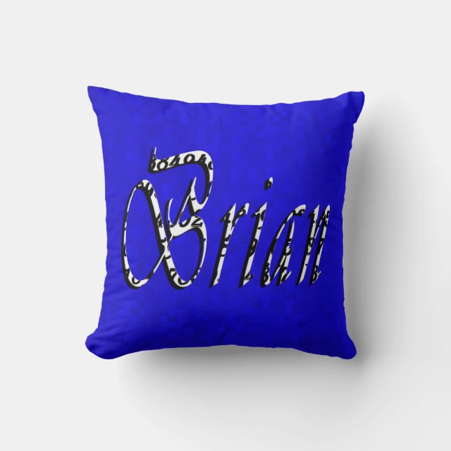 Brian, Name, Logo, On Blue Mosaic Throw Pillow (Front)