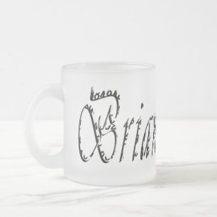 Brian, Name Made With Numbers, Frosted Glass Coffee Mug