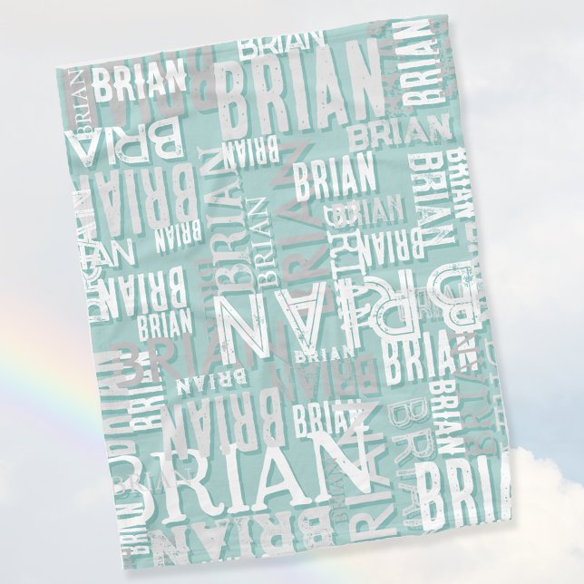 Brian personalized name modern grayish blue fleece blanket (Creator Uploaded)