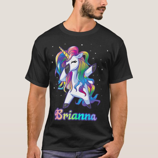 BRIANNA Name Personalized Custom Rainbow Unicorn T-Shirt (Front)