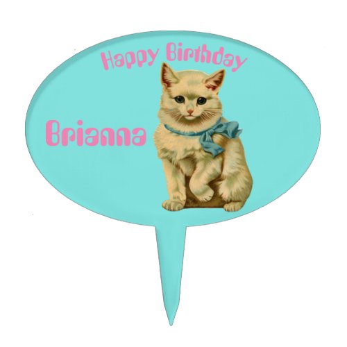 BRIANNA  VINTAGE CAT PAINTING   CAKE TOPPER
