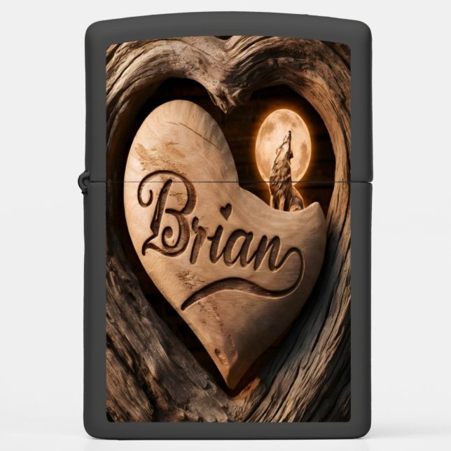 Brian's Heart wood Moon Zippo Lighter (Front)