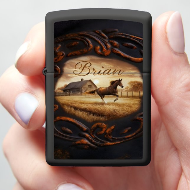 Brian's Sunset Horse Zippo Lighter (In Hand)