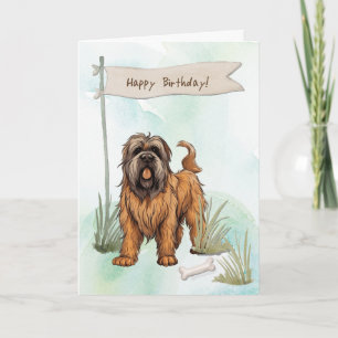 Briard Breed Dog Outside Under Birthday Sign Card