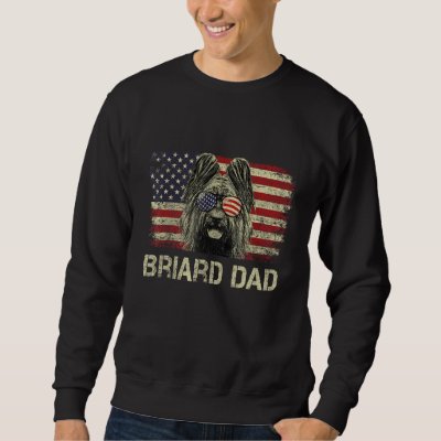 Briard Dad Dog  American Flag 4th Of July Sweatshirt