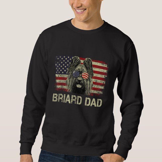 Briard Dad Dog  American Flag 4th Of July Sweatshirt (Front)
