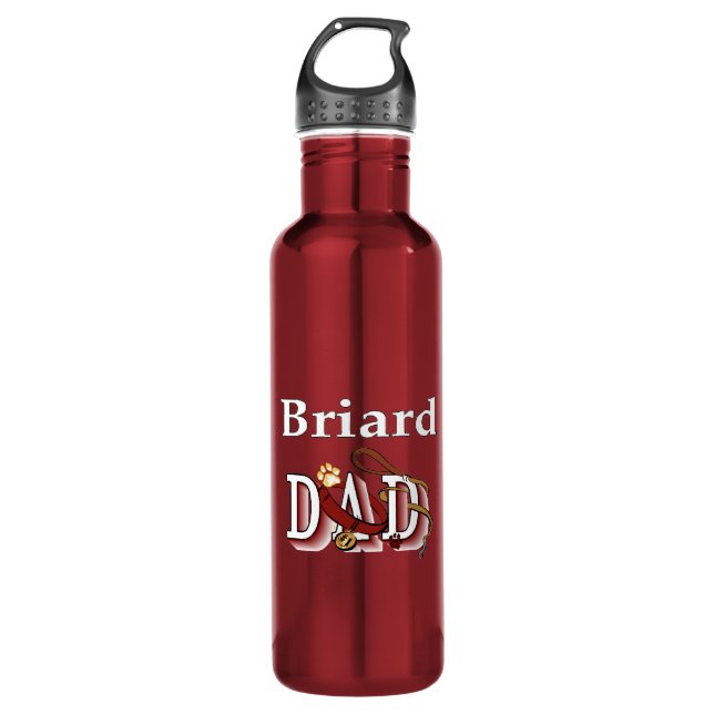 Briard Dad Water Bottle (Front)