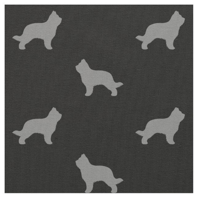 Briard Dog Breed Silhouettes Patterned Fabric (Close Up)