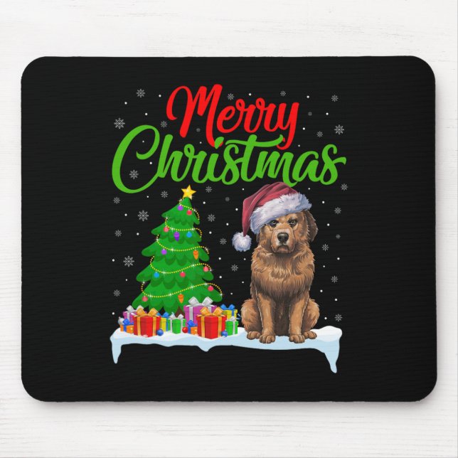 Briard Dog Christmas Tree Lights Funny Xmas Briard Mouse Pad (Front)