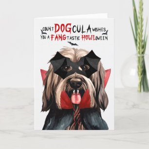 Briard Dog Funny Count DOGcula Halloween Holiday Card