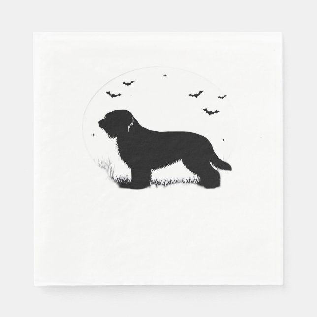Briard Dog – Halloween Moon Silhouette Oversized T Napkins (Front)