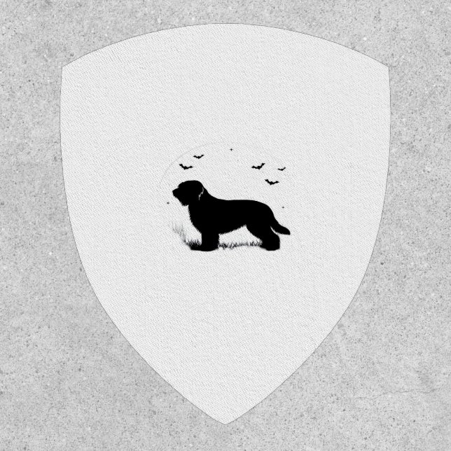 Briard Dog – Halloween Moon Silhouette Oversized T Patch (Front)