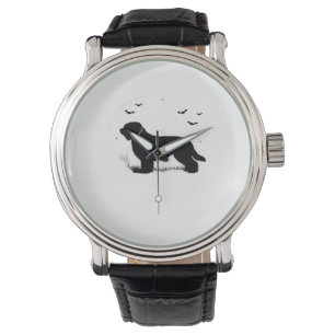 Briard Dog – Halloween Moon Silhouette Oversized T Watch