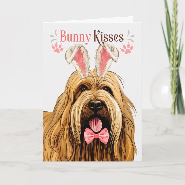 Briard Dog in Bunny Ears for Easter Holiday Card (Front)