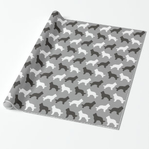 Briard Dog Silhouettes Pattern Wrapping Paper