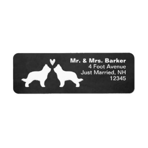Briard Dog Silhouettes with Heart Return Address Label