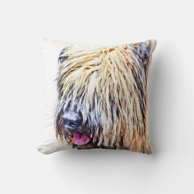 Briard dog throw pillow (Front)