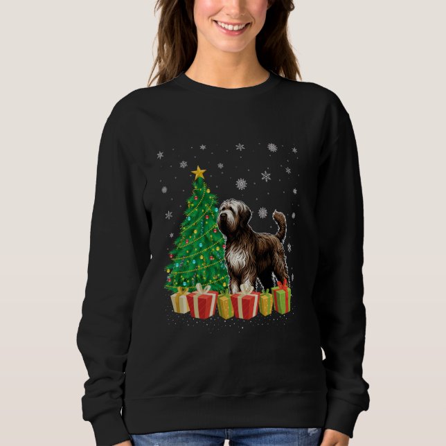 Briard Dog Xmas Tree Lighting Santa Hat Briard Dog Sweatshirt (Front)
