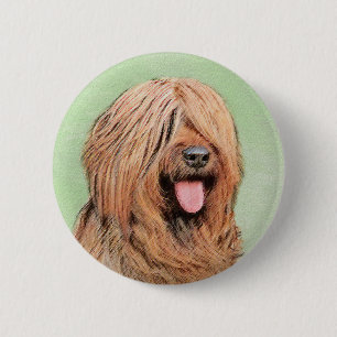 Briard Painting - Cute Original Dog Art Button
