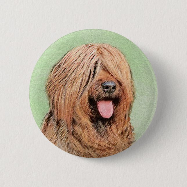 Briard Painting - Cute Original Dog Art Button (Front)