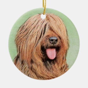 Briard Painting - Cute Original Dog Art Ceramic Ornament