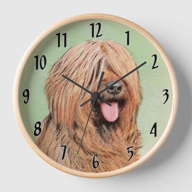 Briard Painting - Cute Original Dog Art Clock (Front)