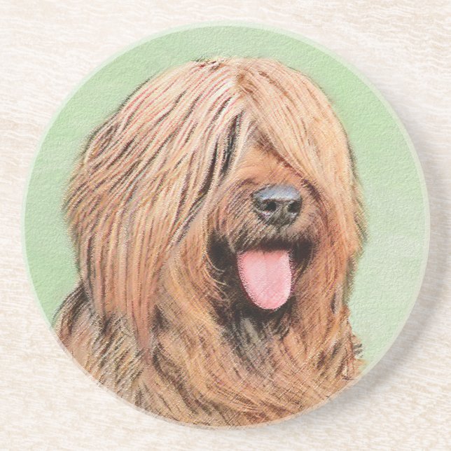 Briard Painting - Cute Original Dog Art Coaster (Front)