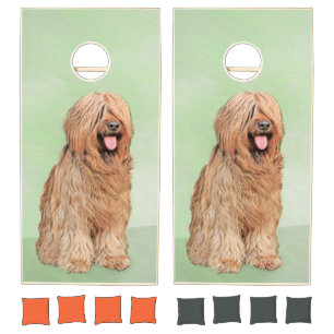 Briard Painting - Cute Original Dog Art Cornhole Set