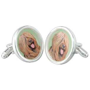 Briard Painting - Cute Original Dog Art Cufflinks