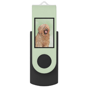 Briard Painting - Cute Original Dog Art Flash Drive