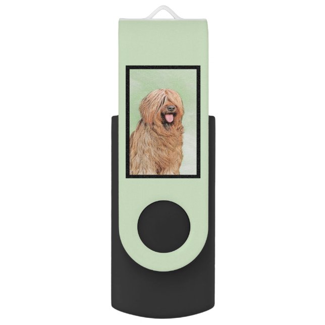 Briard Painting - Cute Original Dog Art Flash Drive (Back (Vertical))
