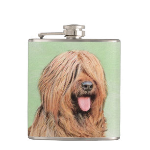 Briard Painting - Cute Original Dog Art Flask
