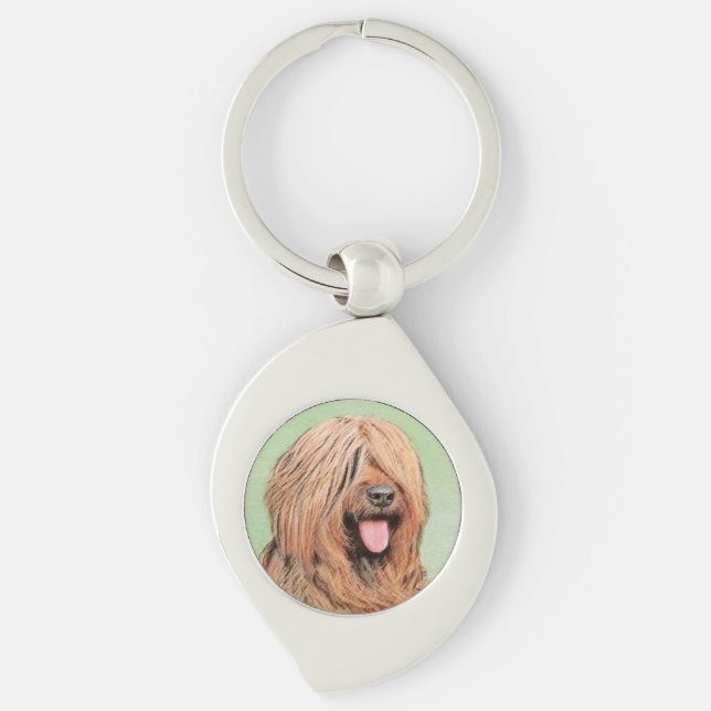 Briard Painting - Cute Original Dog Art Keychain (Front)