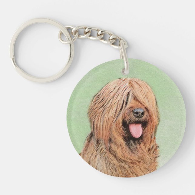 Briard Painting - Cute Original Dog Art Keychain (Front)