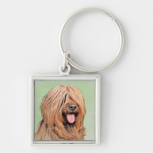 Briard Painting - Cute Original Dog Art Keychain (Front)