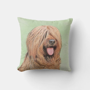 Briard Painting - Cute Original Dog Art Outdoor Pillow