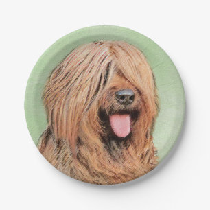 Briard Painting - Cute Original Dog Art Paper Plates