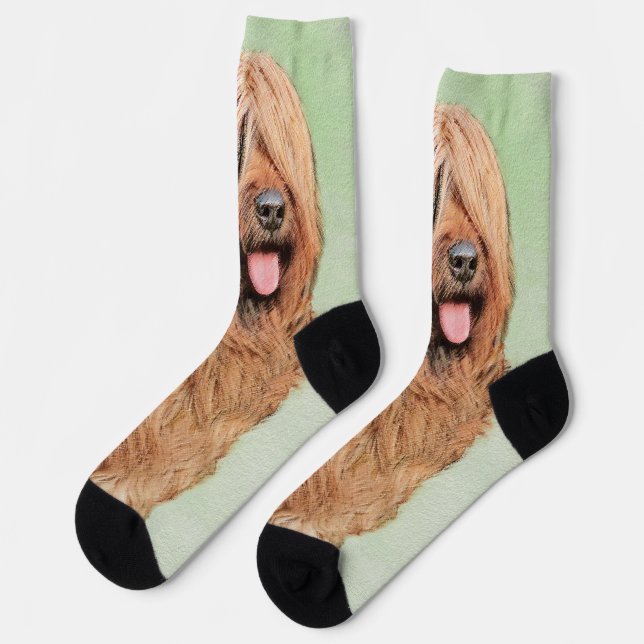 Briard Painting - Cute Original Dog Art Socks (Left)